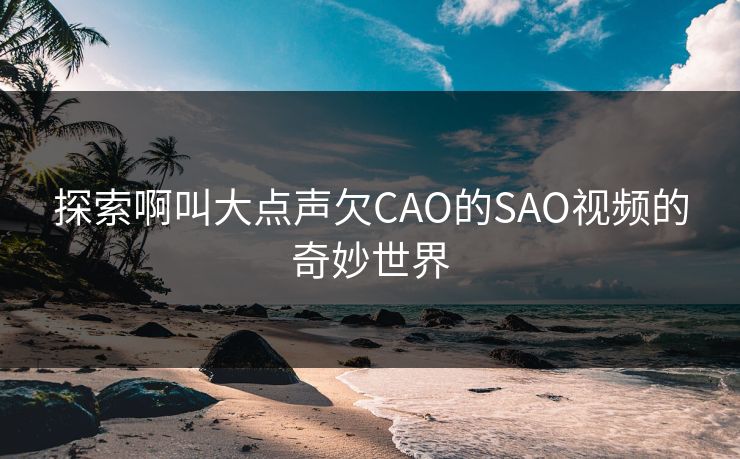 探索啊叫大点声欠CAO的SAO视频的奇妙世界